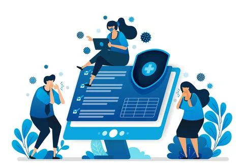 Vector illustration of health checking technology. Health protection. Covid-1 Stock Illustration