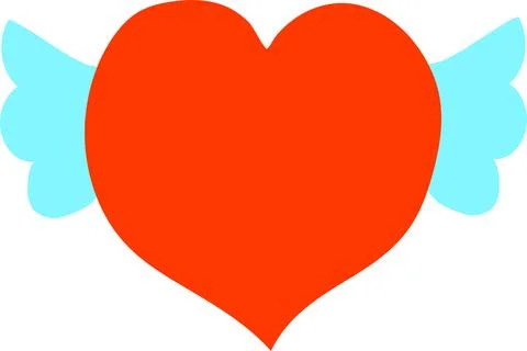 Vector illustration of a heart contour with wings Stock Illustration