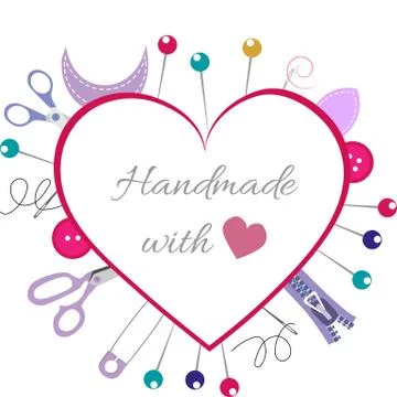 Vector illustration a heart frame from objects and materials for courses of s Stock Illustration