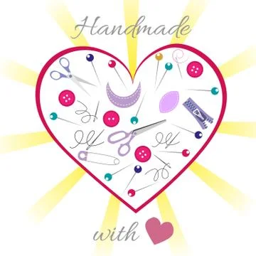 Vector illustration a heart frame from objects and materials for courses of s Stock Illustration