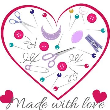 Vector illustration a heart frame from objects and materials for courses of s Illustrazione stock