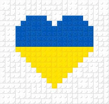 Vector illustration of a heart lined with lego constructor. Support Ukraine Stock Illustration