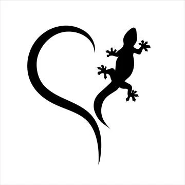 Vector illustration of heart with lizard. Symbol of gecko, care and love for  Stock Illustration