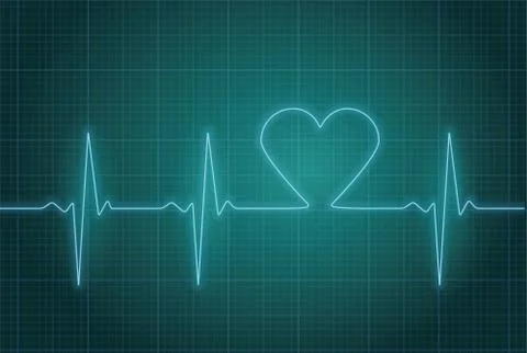 Vector illustration of heart pulse in blue. Stock Illustration