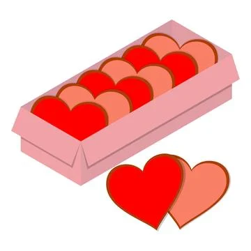 Vector illustration. A heart-shaped cookie box. Holiday. Stock Illustration