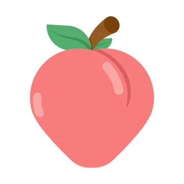 Vector illustration of heart-shaped peach, vegetarian fruit, health care. Stock Illustration