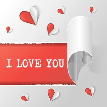 Vector illustration hearts and text i love you on the light grey background,  Stock Illustration