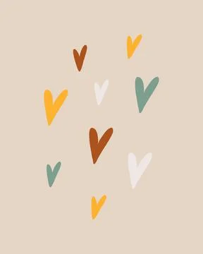 Vector illustration of hearts in boho styles. Stock Illustration
