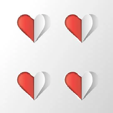 Vector illustration hearts on the light grey background, paper cutout art sty Stock Illustration