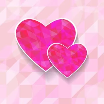 Vector illustration of  hearts with polygonal pattern. Stock Illustration