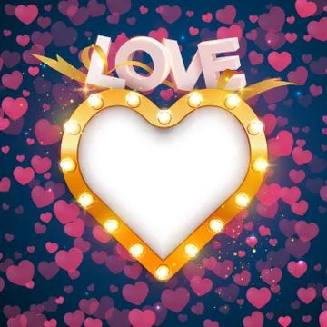 Vector illustration of a heartshaped frame and a word love above it Stock Illustration