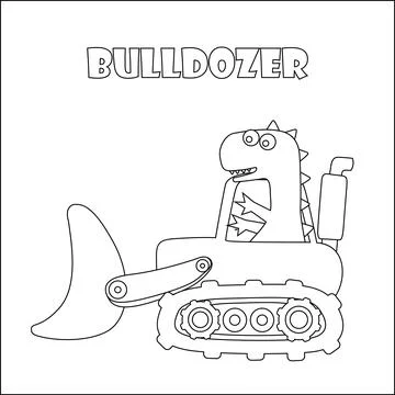 Vector illustration of heavy tool with cute dinosaurs Creative vector Child.. イラスト素材