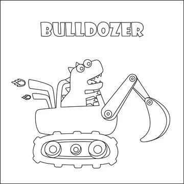 Vector illustration of heavy tool with cute dinosaurs Creative vector Stock Illustration