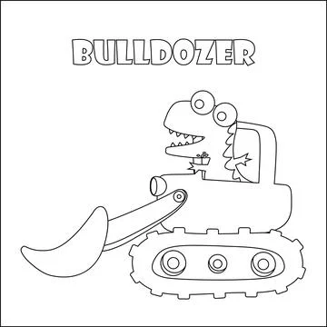 Vector illustration of heavy tool with cute dinosaurs Creative vector イラスト素材