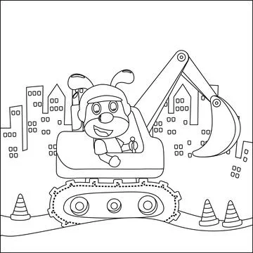 Vector illustration of heavy tool with cute animal Creative vector Stock Illustration