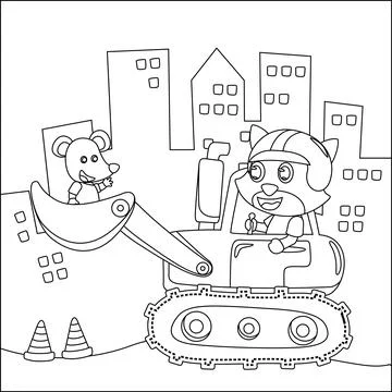 Vector illustration of heavy tool with cute animal Creative vector イラスト素材