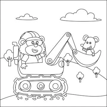 Vector illustration of heavy tool with cute animal Creative vector イラスト素材