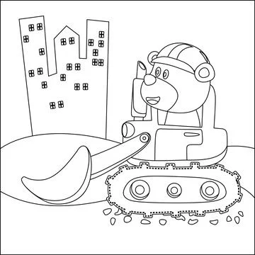 Vector illustration of heavy tool with cute animal Creative vector 스톡 일러스트