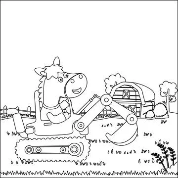 Vector illustration of heavy tool with cute animal Creative vector Childish イラスト素材