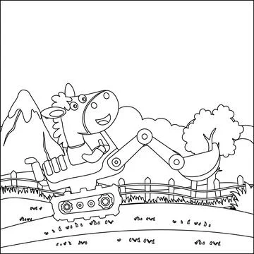 Vector illustration of heavy tool with cute animal Creative vector Childish 스톡 일러스트