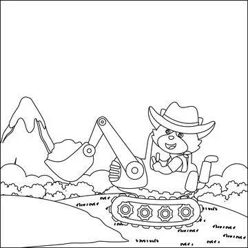 Vector illustration of heavy tool with cute animal イラスト素材