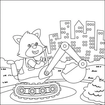 Vector illustration of heavy tool with cute animal イラスト素材