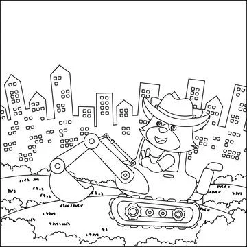 Vector illustration of heavy tool with cute animal Creative vector Childish イラスト素材