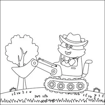 Vector illustration of heavy tool with cute animal Creative vector イラスト素材