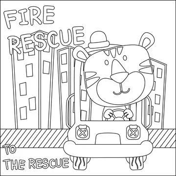 Vector illustration of heavy tool with cute little tiger. 스톡 일러스트