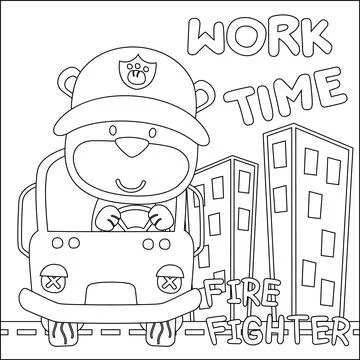 Vector illustration of heavy tool with cute little bear. 스톡 일러스트