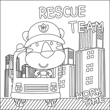 Vector illustration of heavy tool with cute little tiger. 스톡 일러스트