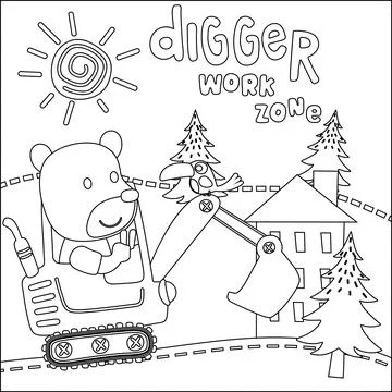 Vector illustration of heavy tool with cute animal Creative vector Childish イラスト素材