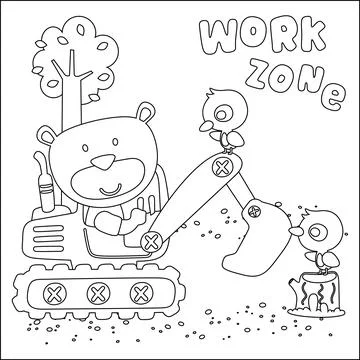 Vector illustration of heavy tool with cute animal Creative vector Childish.. 스톡 일러스트