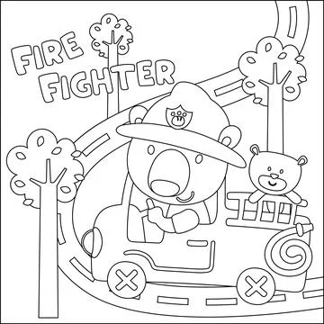 Vector illustration of heavy tool with cute bear. Creative vector Childish .. イラスト素材