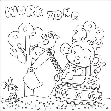 Vector illustration of heavy tool with cute animal Creative vector Childish.. イラスト素材