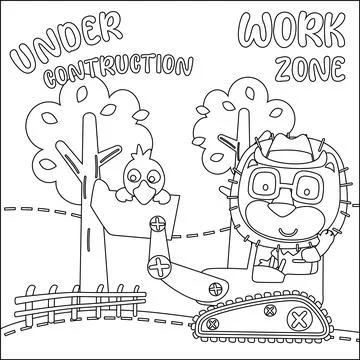 Vector illustration of heavy tool with cute animal Creative vector Childish.. Illustrazione stock