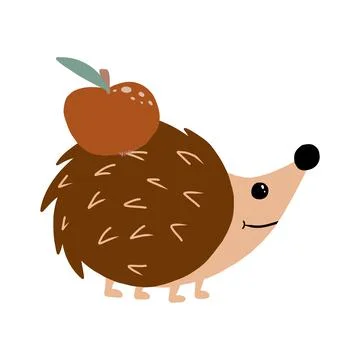 Vector illustration of hedgehog with an apple. Stock Illustration