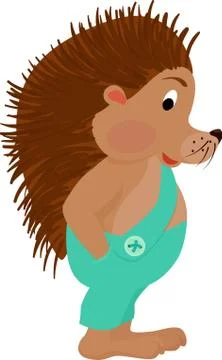 Vector illustration of hedgehog. Isolated on white. Cute cartoon character. Illustrazione stock