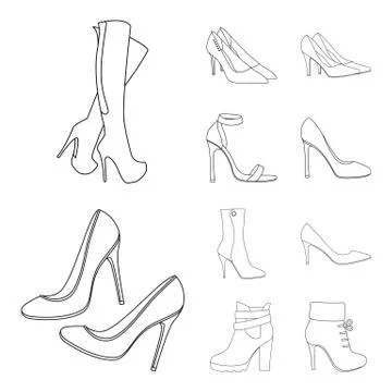 Vector illustration of heel and high logo. Collection of heel and stiletto Stock Illustration
