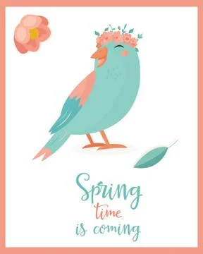 Vector illustration. Hello spring bird Stock Illustration