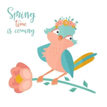 Vector illustration. Hello spring bird Stock Illustration
