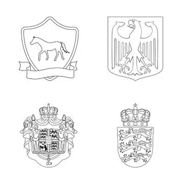 Vector illustration of heraldic and crown logo. Set of heraldic and arms vector Stock Illustration