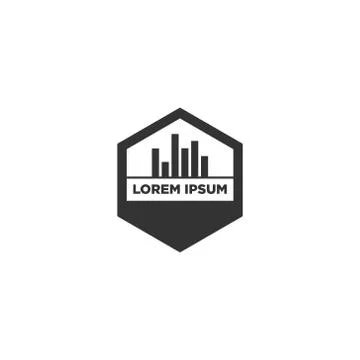 Vector illustration hexagon with building icon logo design Stock Illustration