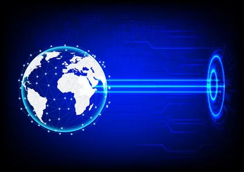 Vector illustration Hi Technology style line digital glow world 库存插图