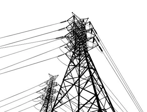Vector illustration. High Voltage transmission systems. Stock Illustration