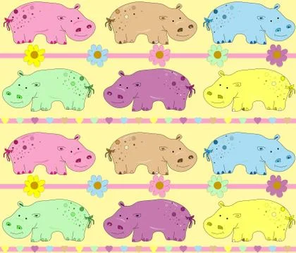 Vector illustration of hippos background Stock Illustration