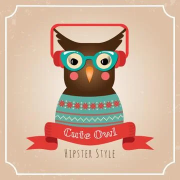 Vector Illustration of Hipster Owl Stock Illustration
