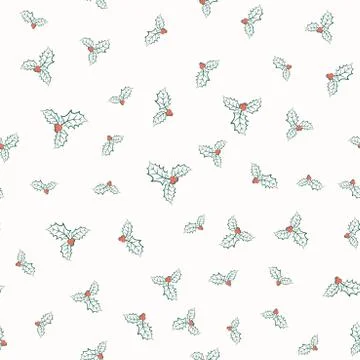 Vector illustration of holly plant pattern Stock Illustration