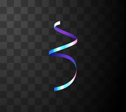Vector illustration of a holographic rainbow colored confetti ribbon on a Stock Illustration