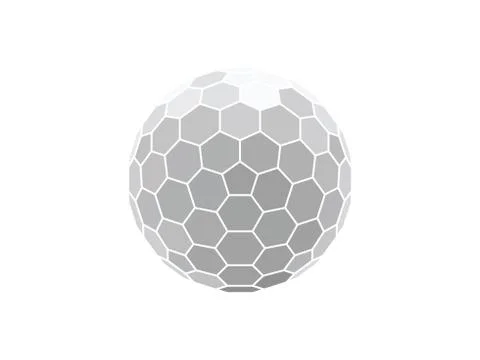 Vector illustration of a honeycomb hexagon sphere isolated on white Stock Illustration